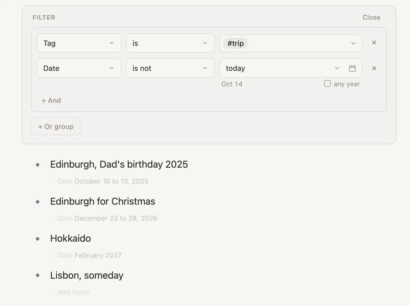 Date is not today, finding last year's trip, Christmas, Hokkaido and Lisbon