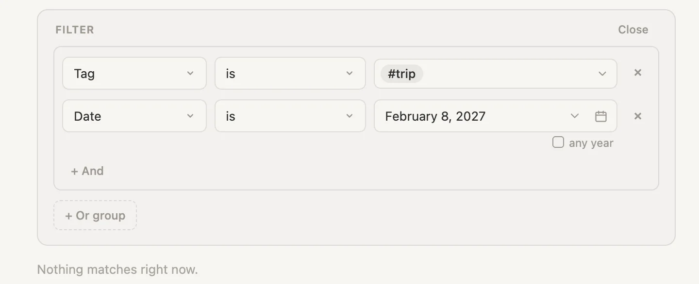 Date is 8 February 2027, finding nothing