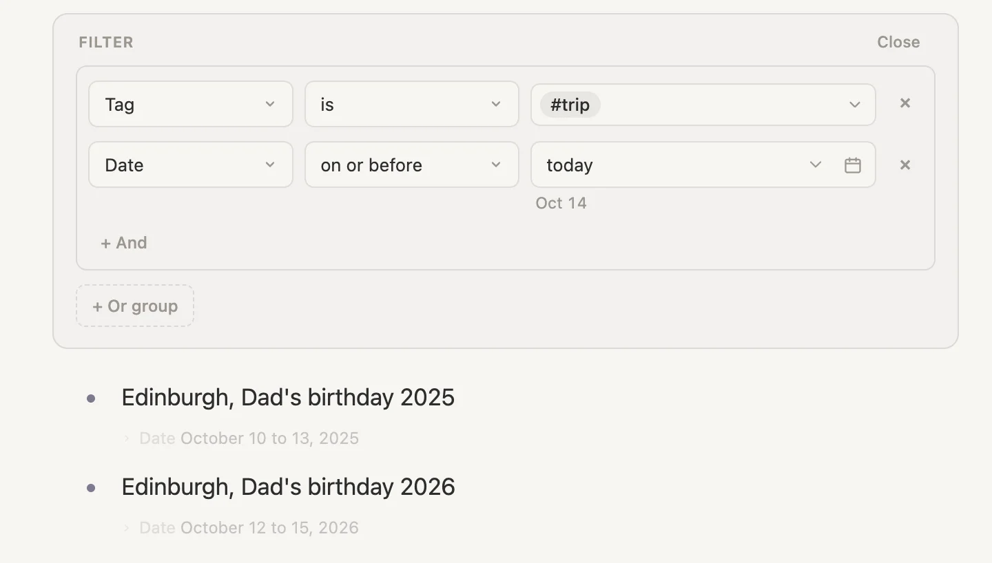 Date on or before today, finding both birthday trips