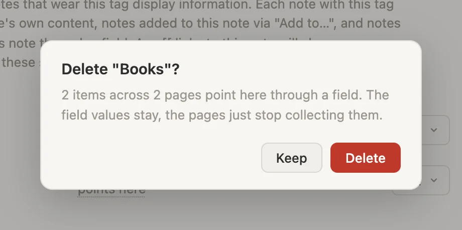Delete Books? The books keep their details, the pages just stop collecting them