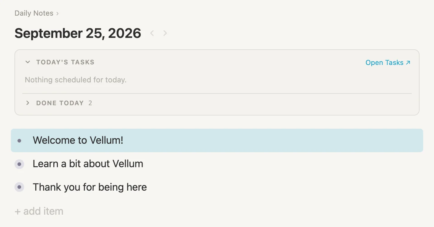 Welcome to Vellum! selected as a whole line, the other two lines not