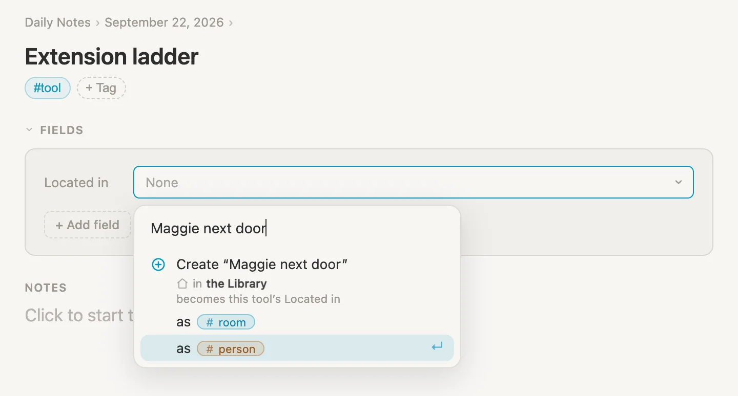 The two create lines when typing Maggie's name, as room and as person